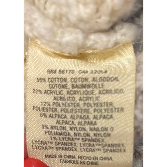 Anthropologie Sleeping on Snow Cable‎ Knit Sweater Cream & Gray Elbow Patches SM - Picture 7 of 8